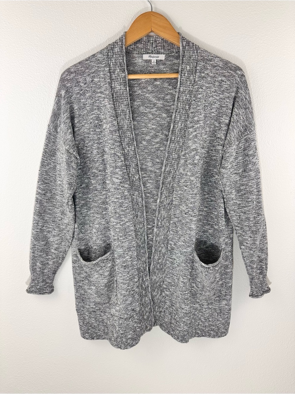 Madewell Pepper Gray Longline Open Cardigan Sweater Medium Lightweight